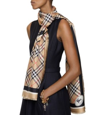 Check Knight Stamp Silk Scarf