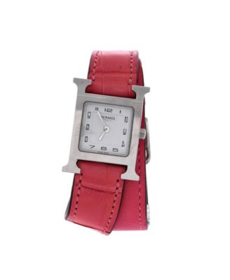 Heure H Double Tour Quartz Watch in Stainless Steel and Alligator 21mm