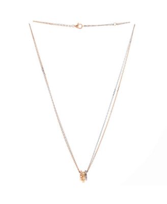  Love 3 Ring Pendant Necklace 18K Rose Gold and 18K White Gold with 6 Diamonds, 14.75 - 16"