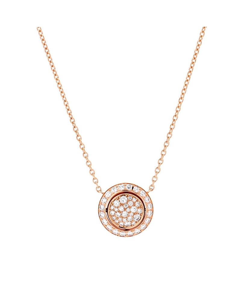 Pre-owned Pre-owned Piaget Piaget Possession Pendant Necklace 18k Rose Gold With Pave Diamonds, 15 - 16.25" In Pink