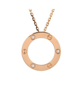  3 Diamonds Love Pendant Necklace 18K Rose Gold and Diamonds, 16.25"