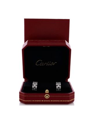  Maillon Panthere 3 Row Hoop Earrings 18K White Gold with Pave Diamonds