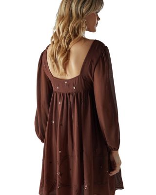 Hand Embellished Square Neck Mini Dress