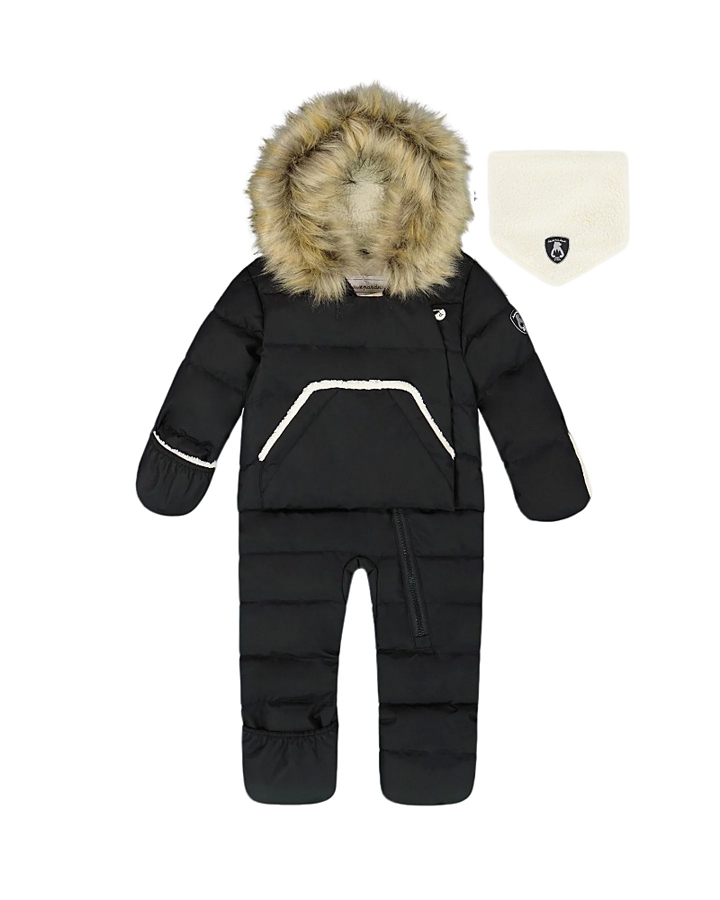Deux Par Deux Unisex One-piece Snug Snowsuit Designed For Car Seat - Baby In Black