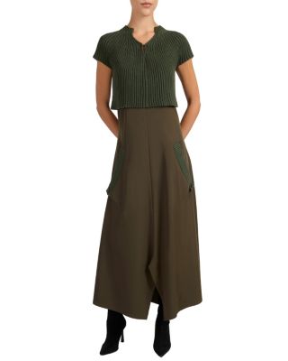 Johanna Mix Media Cap Sleeve Midi Dress