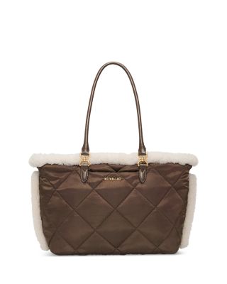 Medium Madison East/West Quilted Shearling Tote