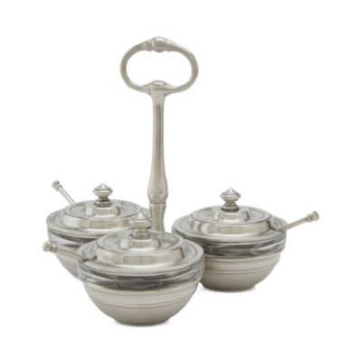 Pewter Condiment Caddy Set