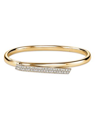 18K Yellow Gold Inside Out Diamond Flip Bangle Bracelet