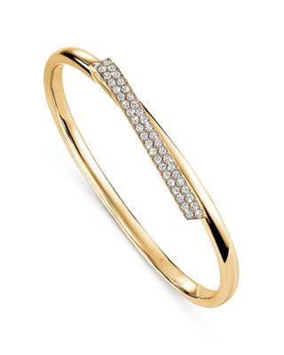 18K Yellow Gold Inside Out Diamond Flip Bangle Bracelet