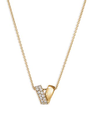 18K Yellow Gold Inside Out Diamond Rondelle Pendant Necklace, 16-18"