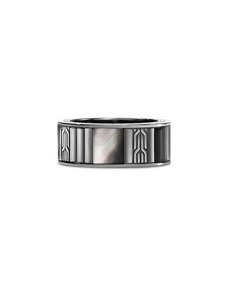 John Hardy Men's Dark Silver Carved Chain Mixed Stone Band