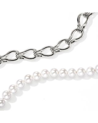 Sterling Silver Surf Cultured Freshwater Pearl Collar Necklace, 18"