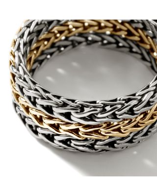 Men&#39;s Sterling Silver &amp; 18K Bonded Yellow Gold Icon Chain Link Band