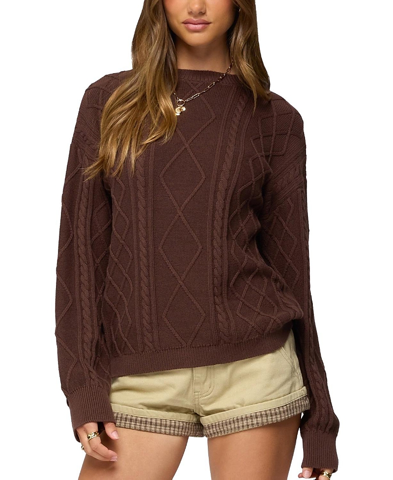 Edikted Jessy Cable Knit Oversized Sweater