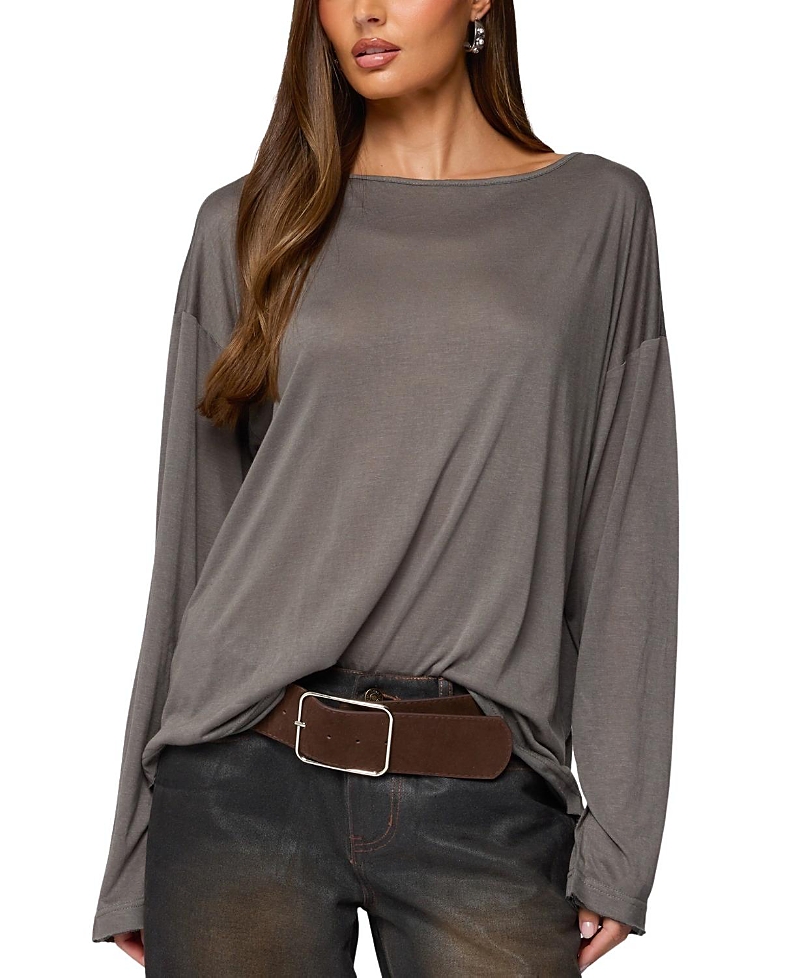 Edikted Oversized Semi Sheer Long Sleeve T Shirt In Multi