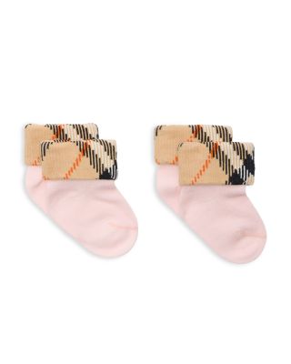 Unisex Check Turn Back Socks Set, Pack of 2 - Baby