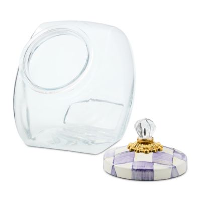 Sweets Jar with Violet Check Lid