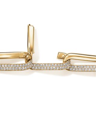 18K Yellow Gold Inside Out Diamond Pav&eacute; Chain Link Bracelet