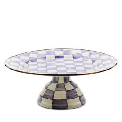 Violet Check Large Pedestal Platter