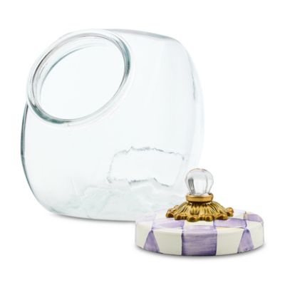 Cookie Jar with Violet Check Lid