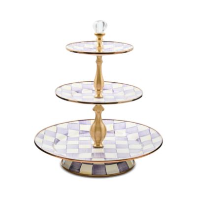 Violet Check Three Tier Sweet Stand