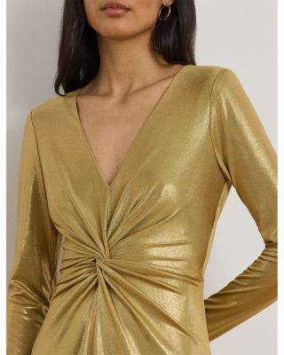 Metallic Jersey Twist Front Gown