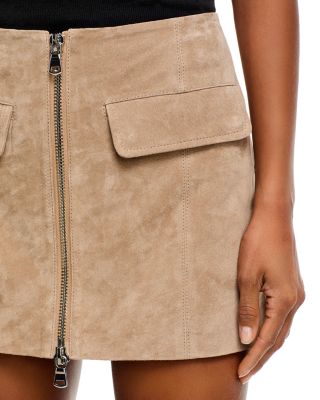 Latte Frappe Leather Mini Skirt