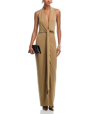Tie Front Halter Gown