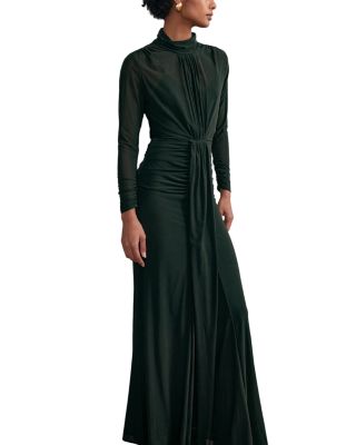 Petite Danni Long Sleeve Ruched Maxi Dress