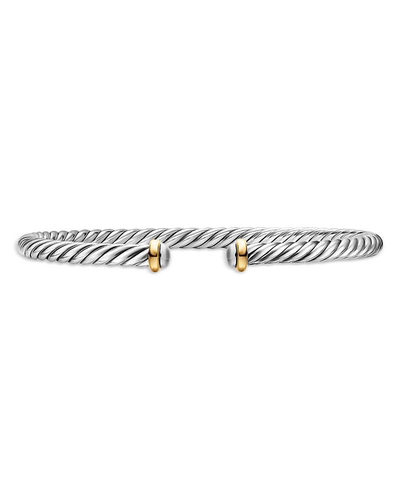 Cable Flex Bracelet in Sterling Silver with 14K Yellow Gold, 4mm
