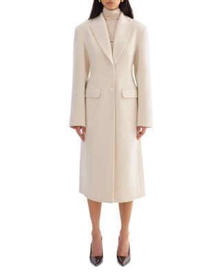 Wool Single Breasted Peak Lapel Coat