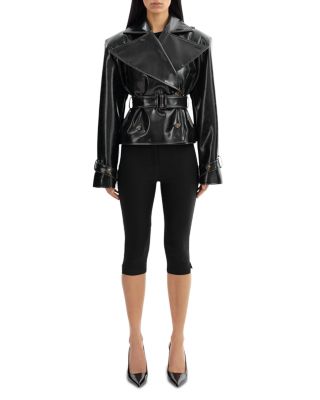 Delania Ladies Belted Faux Leather Jacket