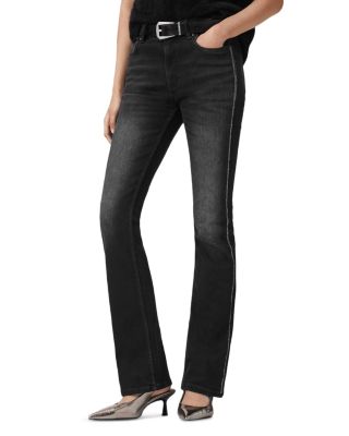 Haldan Crystal Mid Rise Bootcut Jeans in Washed Black