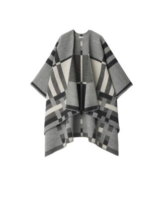  Colour Block Check  Wool Cape