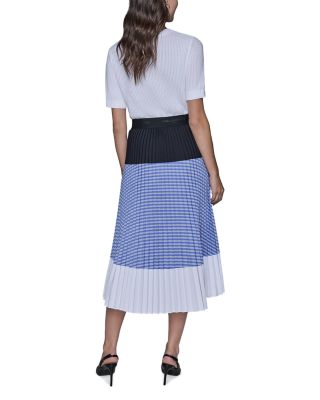 Colorblock Pleated Midi Skirt