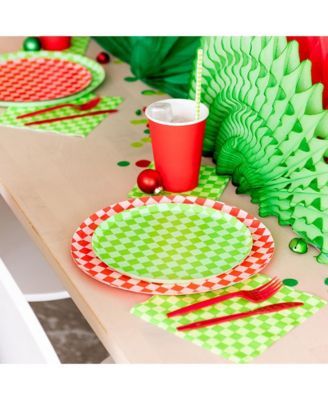  Checkered Paper Cocktail Napkins, Set of 20