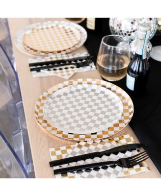  Checkered Paper Cocktail Napkins, Set of 20