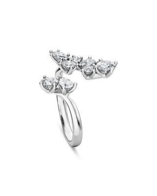 14K White Gold Galaxy Certified Lab Grown Diamond Mixed Cut Bypass Ring