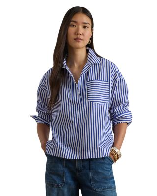 Cotton Broadcloth Cropped Shirt