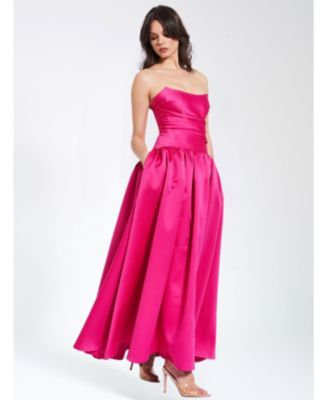 Walterina Satin Strapless Drop Waist Corset Gown