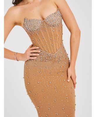  Fatima Embellished Sleeveless Corset Mermaid Maxi Dress