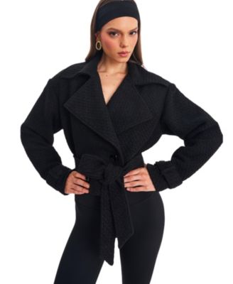  Dara Wool Blend Cropped Double-Breasted Belted Coat