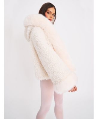 Jumbo Kali Faux Shearling Fur Trimmed Coat