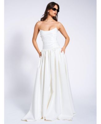 Umay Drop Waist Satin Corset Bridal Gown
