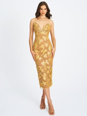 Edie Beaded Sequin Midi Pencil Dress