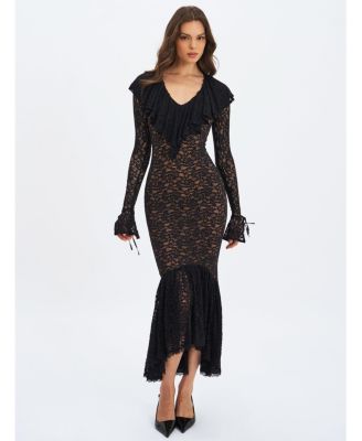  Parisa Lace Ruffled Mermaid Maxi Dress