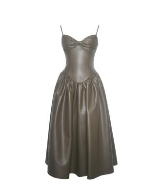 Parisia Faux Leather Drop Waist Maxi Dress