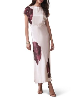 Women's Floral Print Satin Maxi Dress