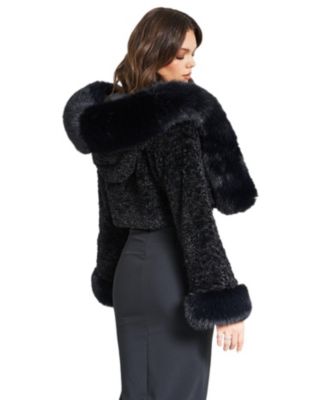 Kali Faux Fur Cropped Jacket with Hood