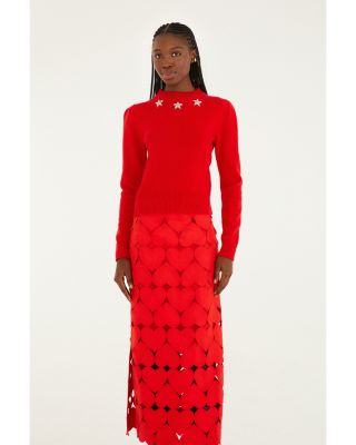 Hearts Linen Midi Skirt